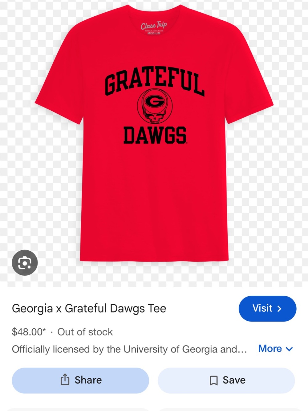 Red 'Grateful Dawgs' Short Sleeve Graphic Tee